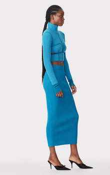 Mixed Rib Midi Skirt | Teal