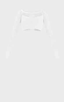 Mixed Rib Pointelle Top | Alabaster