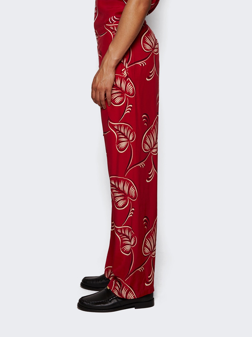 Men | Bode | Creeping Begonia Pajama Pants And White | Red