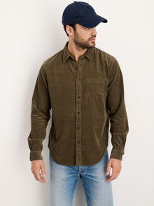 Men | Mill Shirt | Fine Wale Corduroy Military Olive