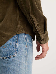 Men | Mill Shirt | Fine Wale Corduroy Military Olive