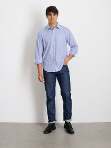 Men | Mill Shirt | Striped Poplin Blue x White