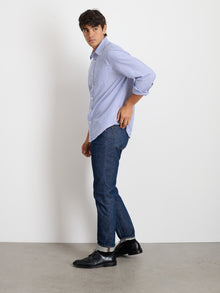 Men | Mill Shirt | Striped Poplin Blue x White
