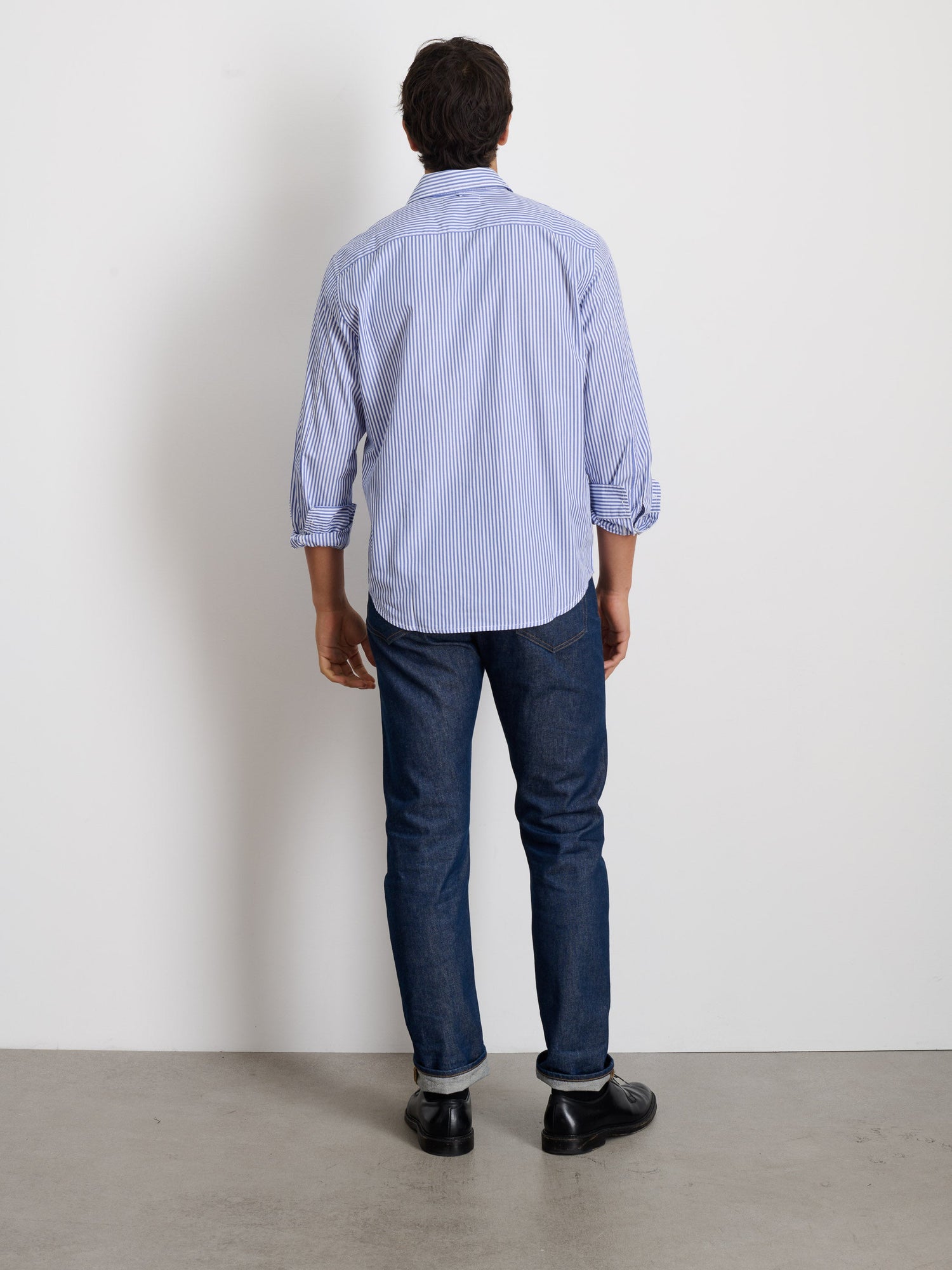 Men | Mill Shirt | Striped Poplin Blue x White
