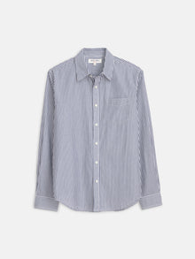Men | Mill Shirt | Striped Cotton Poplin Navy x White