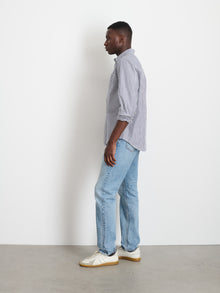 Men | Mill Shirt | Striped Cotton Poplin Navy x White