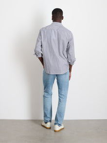 Men | Mill Shirt | Striped Cotton Poplin Navy x White
