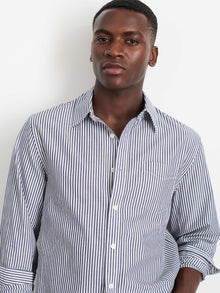 Men | Mill Shirt | Striped Cotton Poplin Navy x White