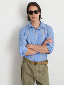Men | Mill Shirt | Ticking Stripe Blue x Navy x White Stripe