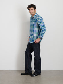 Men | Mill Shirt in Madras | Blue x Green