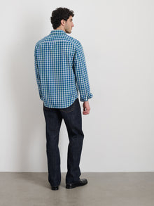 Men | Mill Shirt in Madras | Blue x Green