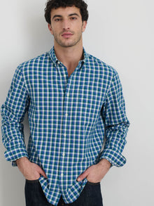 Men | Mill Shirt in Madras | Blue x Green