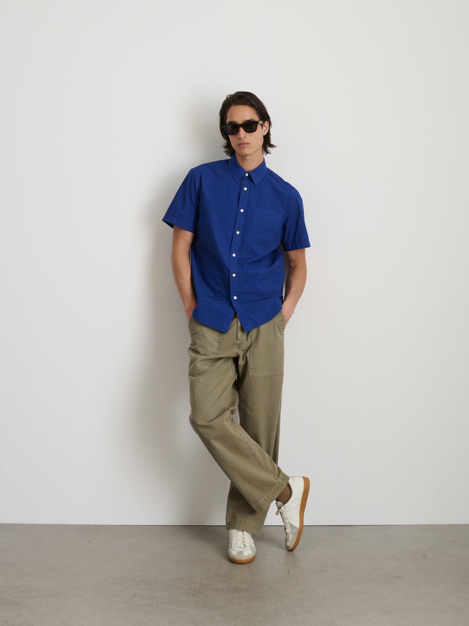 Men | Short Sleeve Mill Shirt | Cotton Poplin Cobalt