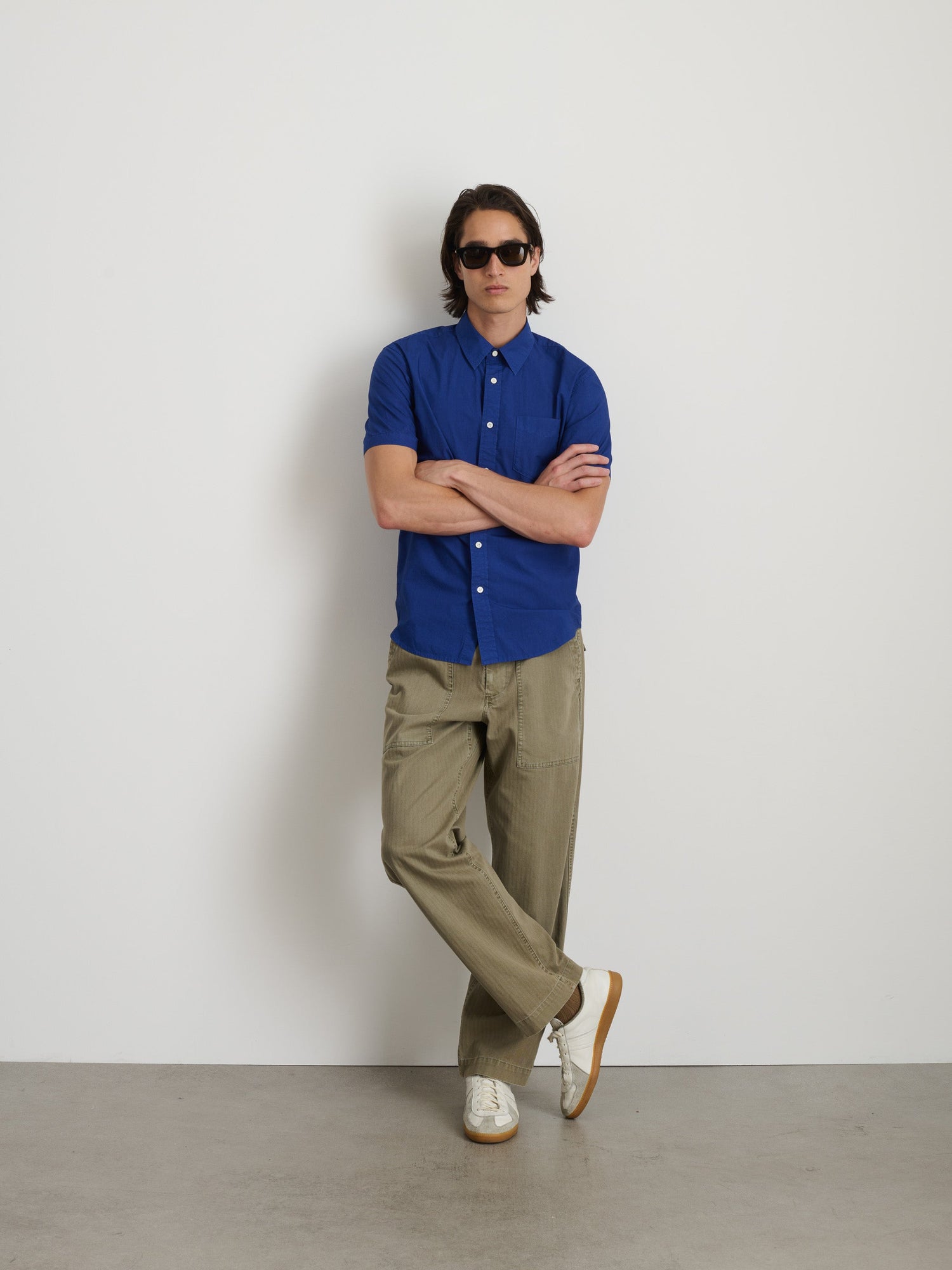 Men | Short Sleeve Mill Shirt | Cotton Poplin Cobalt
