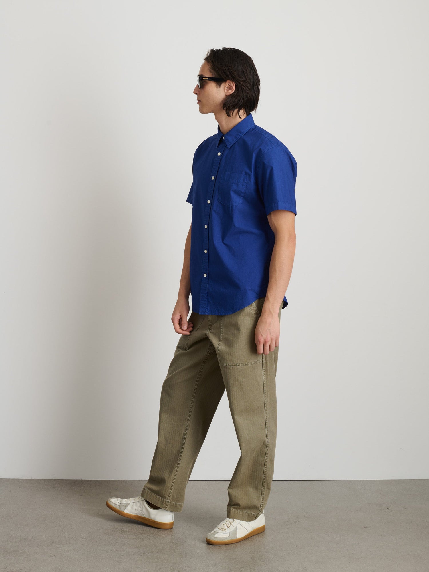 Men | Short Sleeve Mill Shirt | Cotton Poplin Cobalt