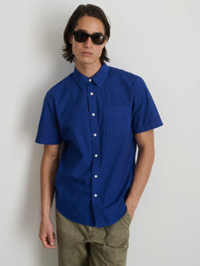 Men | Short Sleeve Mill Shirt | Cotton Poplin Cobalt