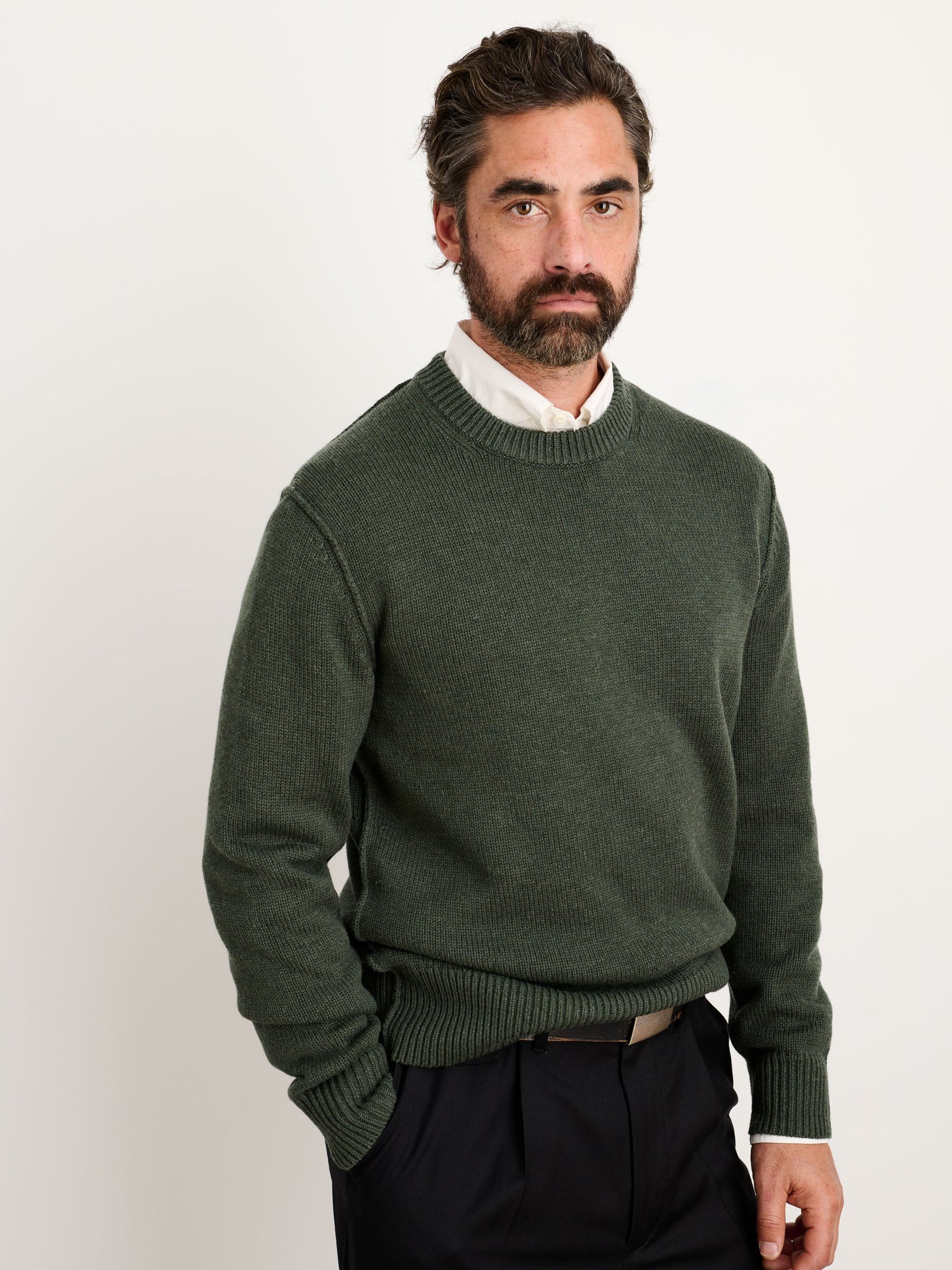 Men | Weston Pullover | Wool Cotton Heather Forest