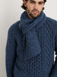 Unisex | Fisherman Cable Scarf | Donegal Wool Heather Navy