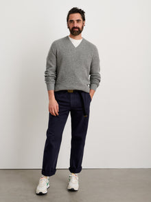 Men | V-Neck Sweater | Lightweight Cashmere Heather Grey