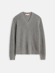 Men | V-Neck Sweater | Lightweight Cashmere Heather Grey