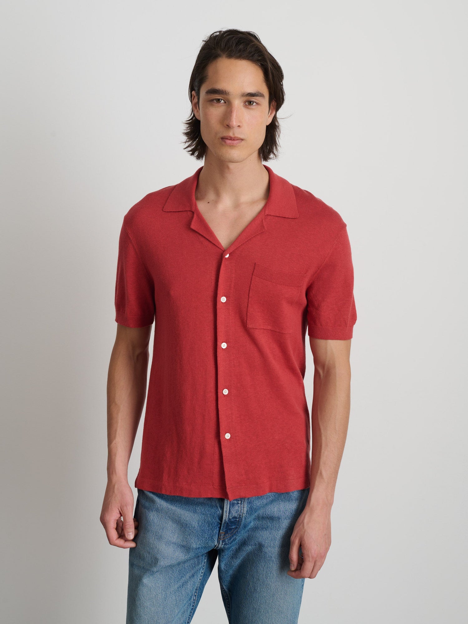 Men | Aldrich Knit Shirt | Hemp Cotton Persimmon