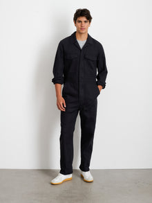 Men | Zip Jumpsuit | Herringbone Rich Black