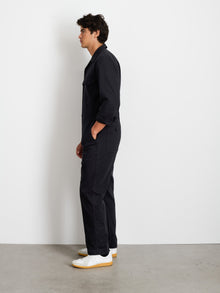 Men | Zip Jumpsuit | Herringbone Rich Black