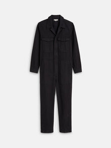 Men | Zip Jumpsuit | Herringbone Rich Black