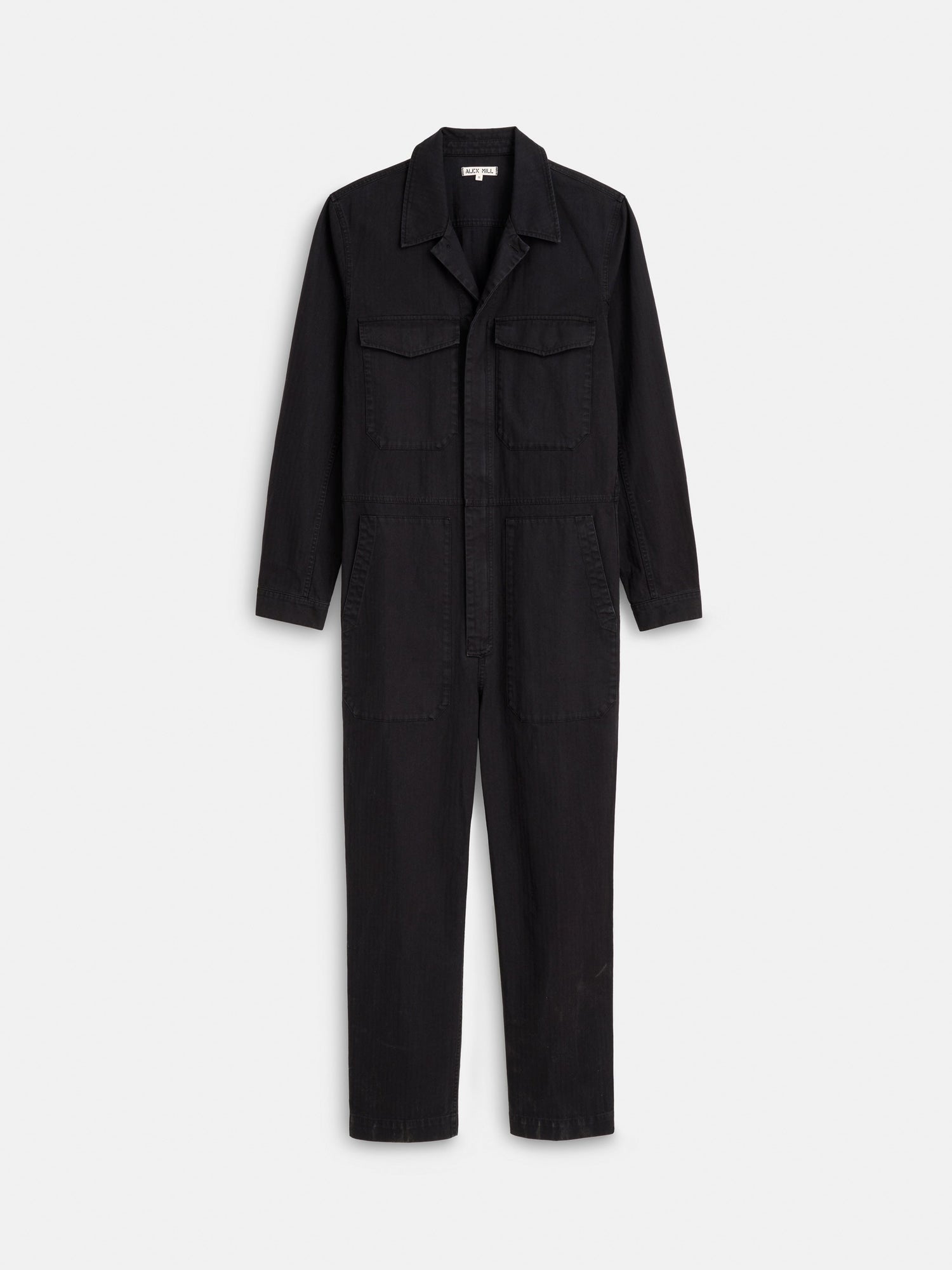Men | Zip Jumpsuit | Herringbone Rich Black