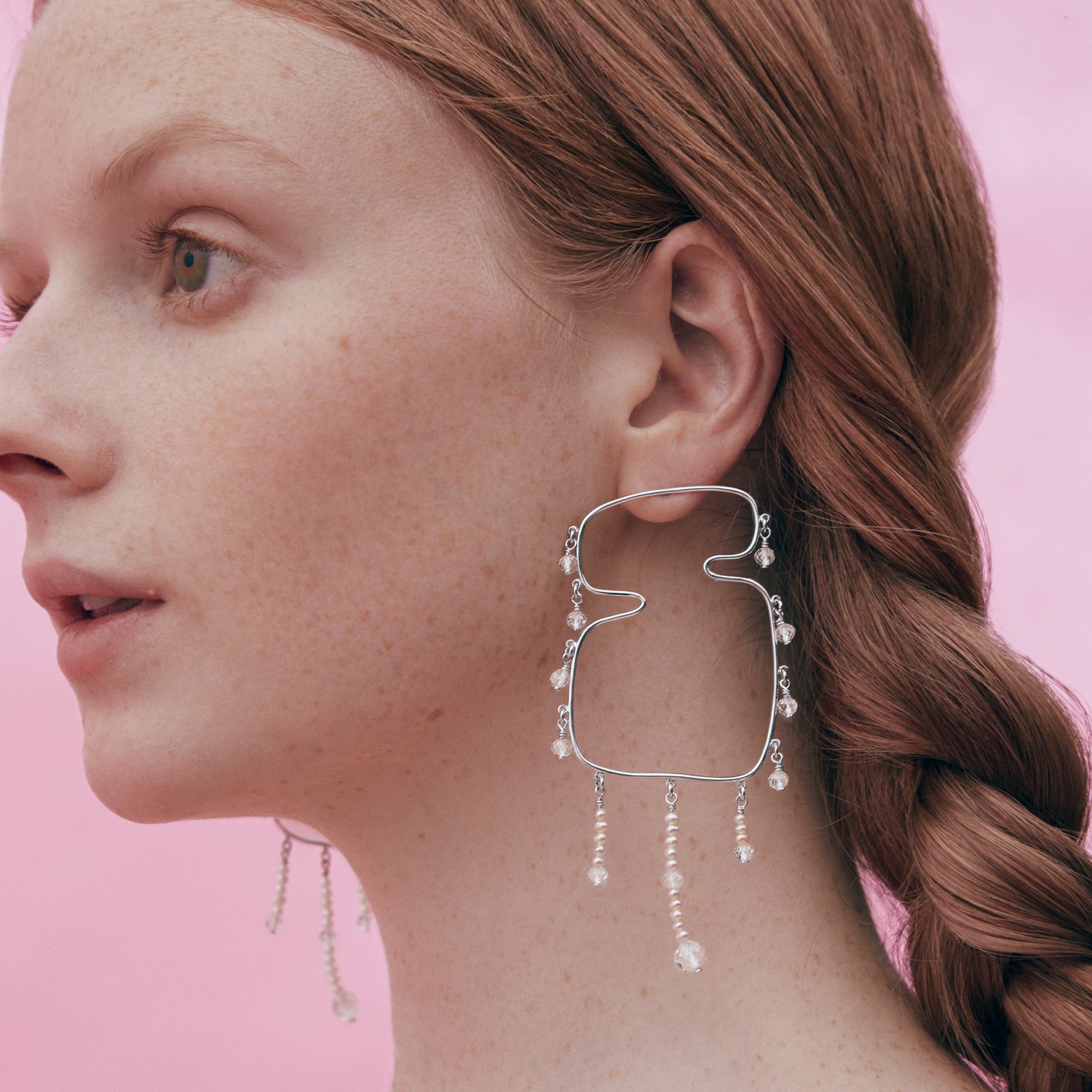 Verge Earrings | Silver | Freshwater Pearls/Topaz