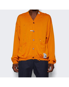 Maison Mihara Yasuhiro | Men | Distressed Wool Cardigan | Orange