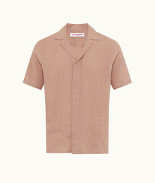 Maitan Linen Relaxed Fit Capri Collar Italian Linen Shirt | Caramel Pink