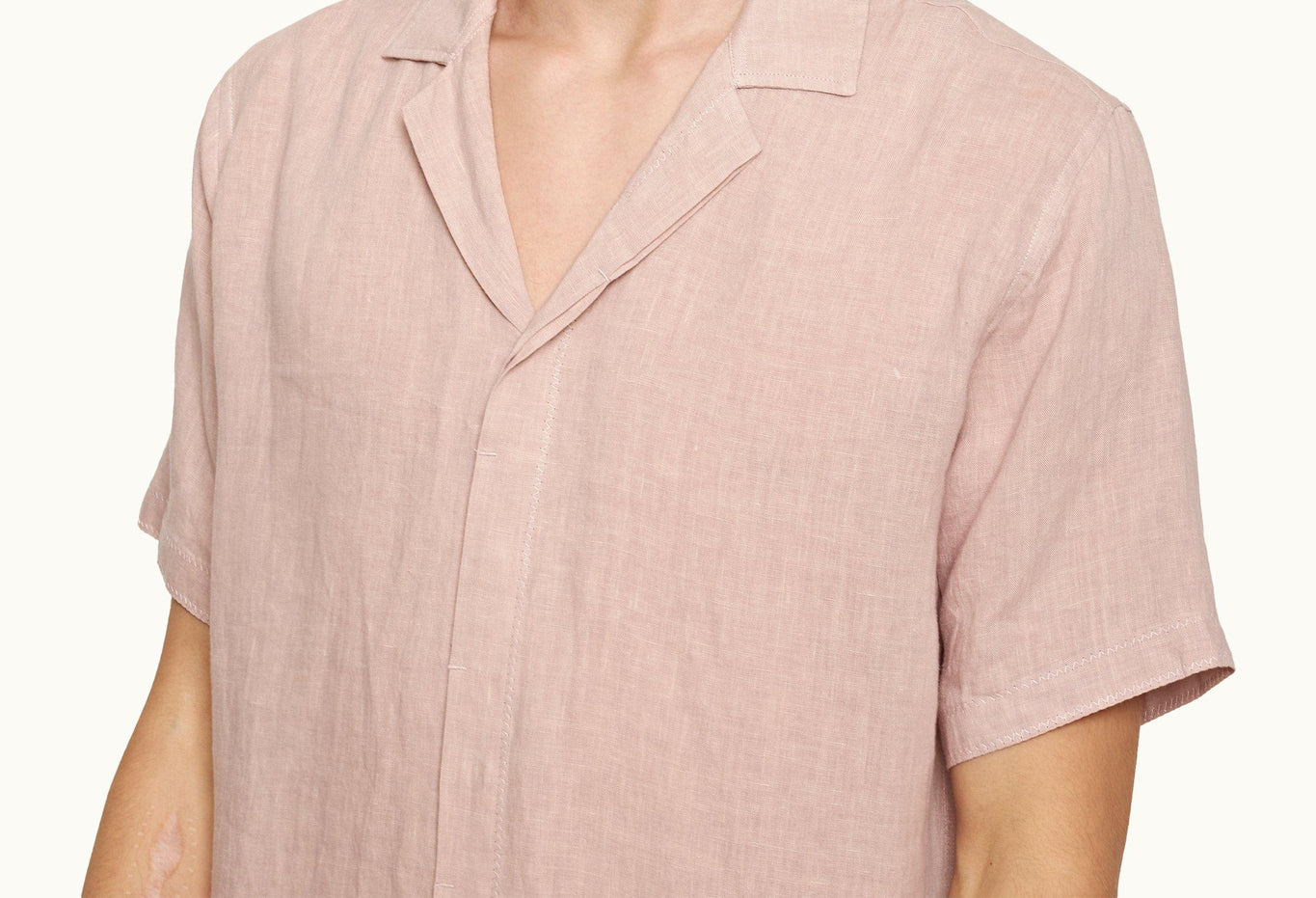 Maitan Relaxed Fit Capri Collar Italian Linen Shirt | Seashell Pink
