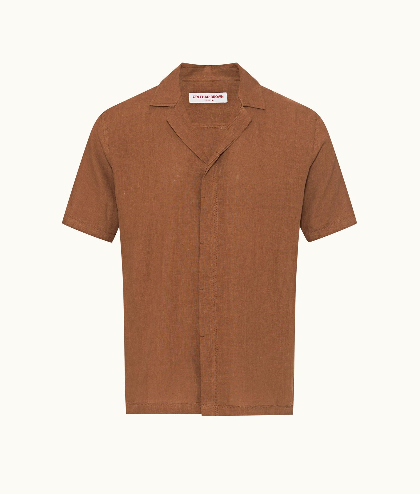 Maitan Relaxed Fit Capri Collar Linen Shirt Woven | Cinnamon Coffee