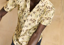 Maitan Silk Relaxed Fit Capri Collar Catkin Print Silk Shirt | Latte