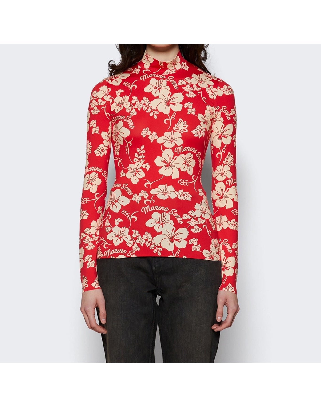 Marine Serre | Women | High Neck Top | Red Floral
