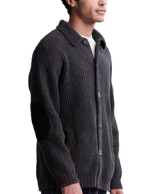 Men | Cozychic Elbow Patch Cardi | Carbon