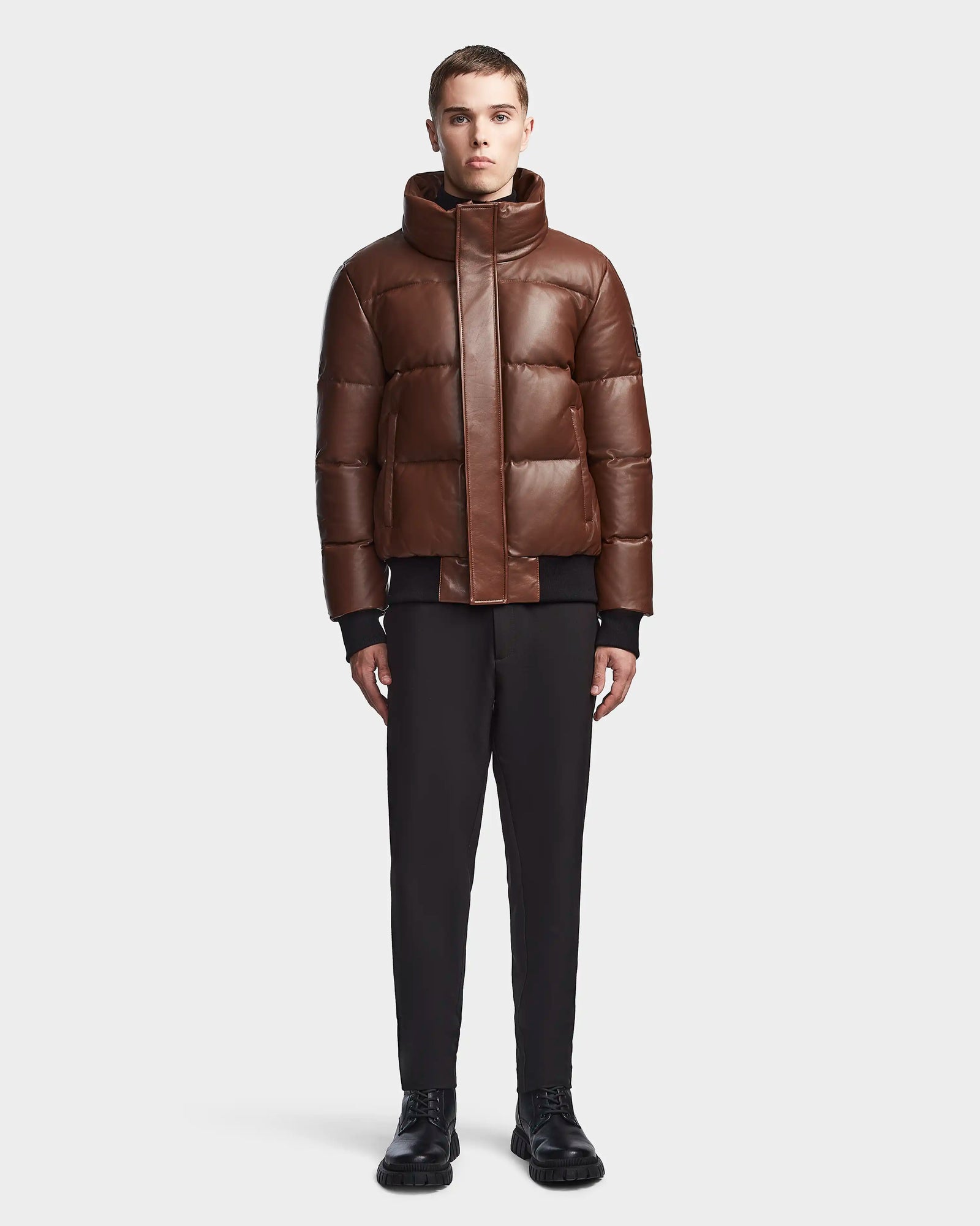 Men | BOND X Leather Down Bomber | Cohiba