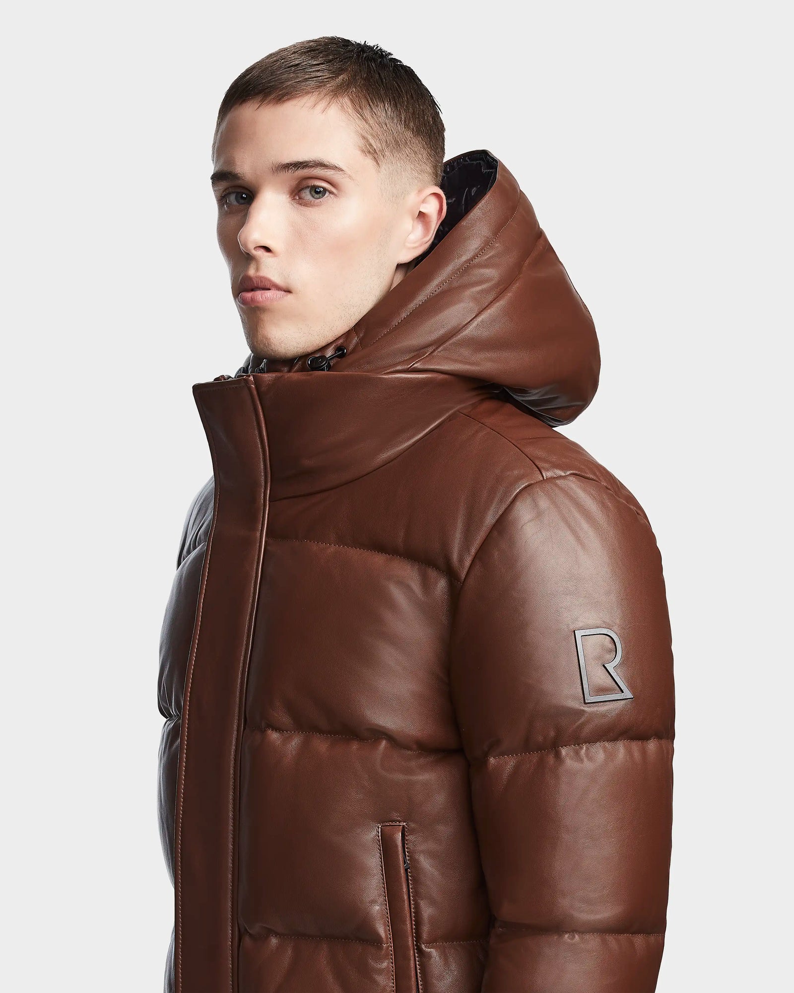 Men | BOND X Leather Down Bomber | Cohiba