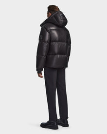 Men | VINCENT X Leather Down Puffer | Black