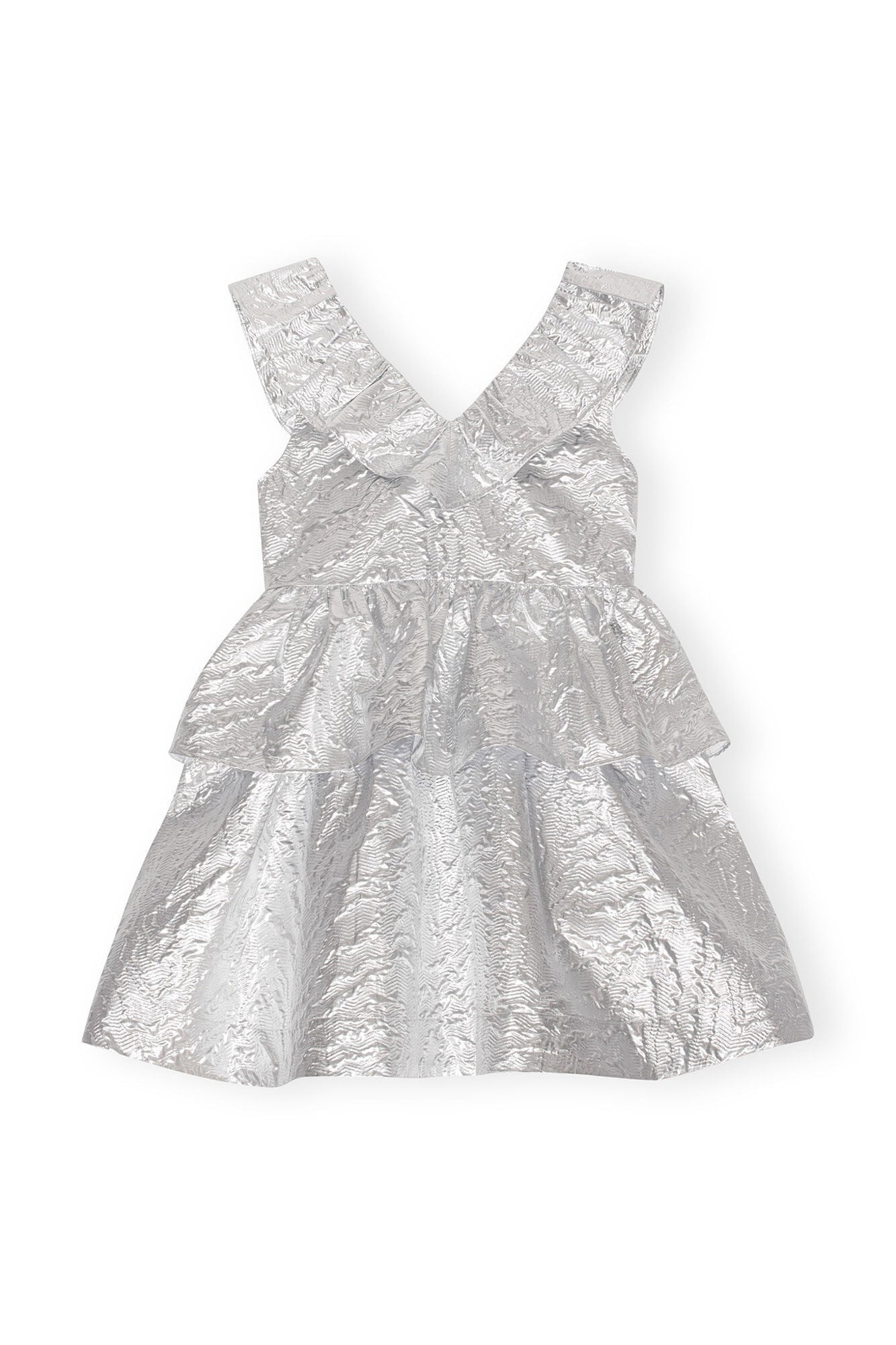 Metallic Jacquard Layer Dress | Silver