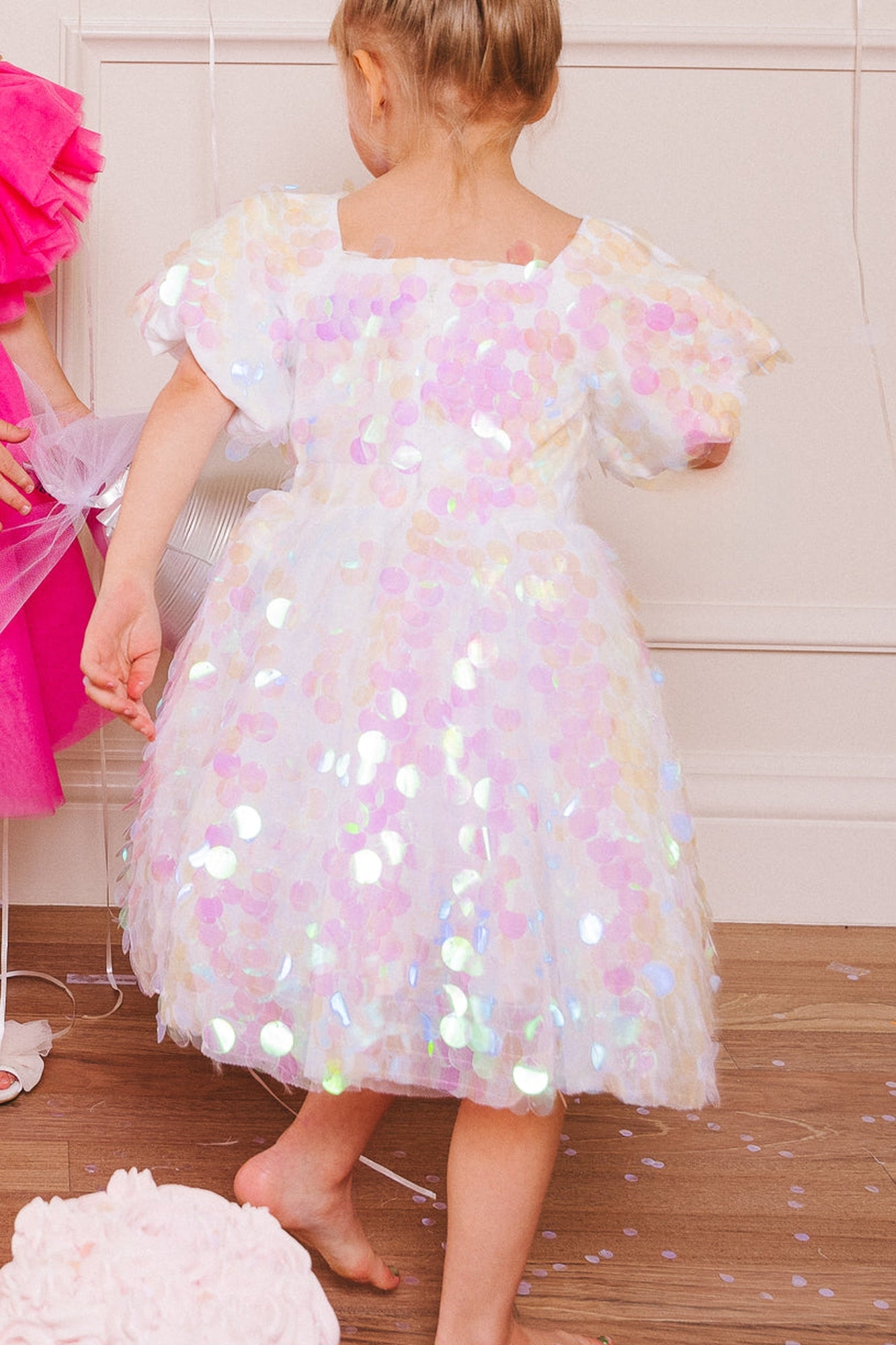 Girls | Mini Shimmer Dress | White