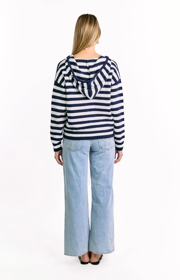 Mollie Knit Zip Sweater | Navy Stripe
