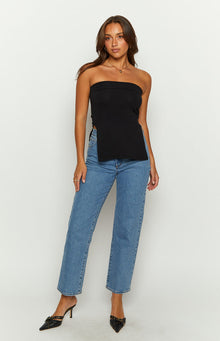 Mordani Knit Strapless Top | Black
