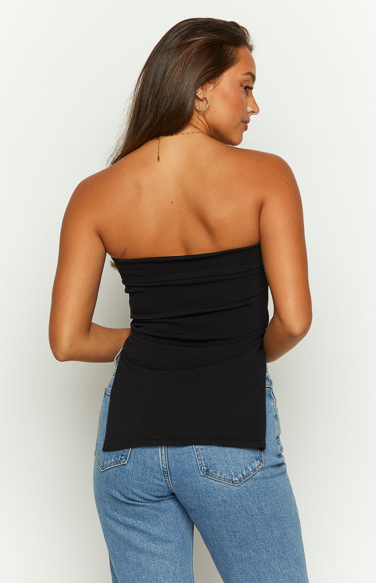 Mordani Knit Strapless Top | Black