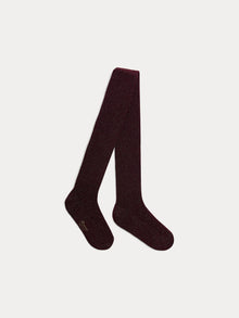 Girl | Thomini Tights In Dark Purple Metallic Thread And Cotton | Eggplant
