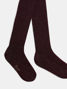 Girl | Thomini Tights In Dark Purple Metallic Thread And Cotton | Eggplant