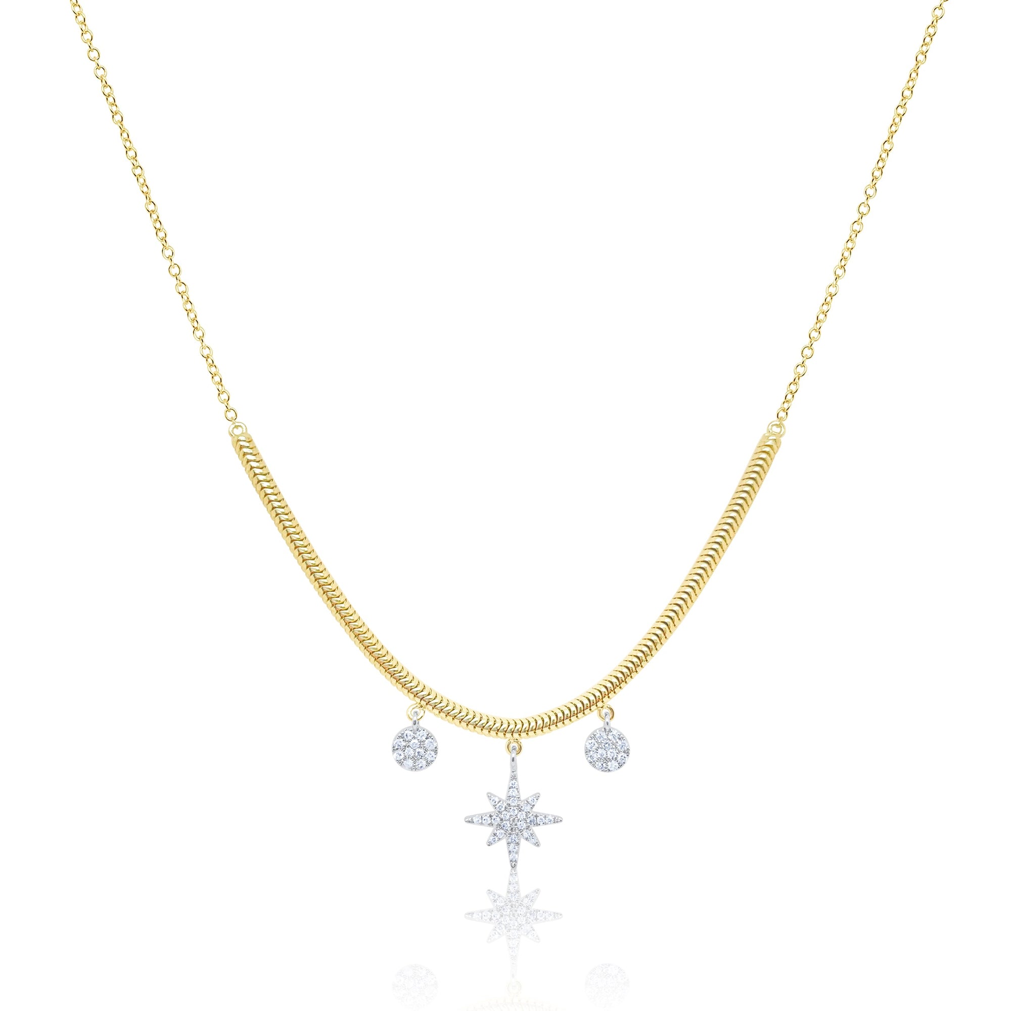 Diamond Starburst Snake Chain Necklace | White Gold