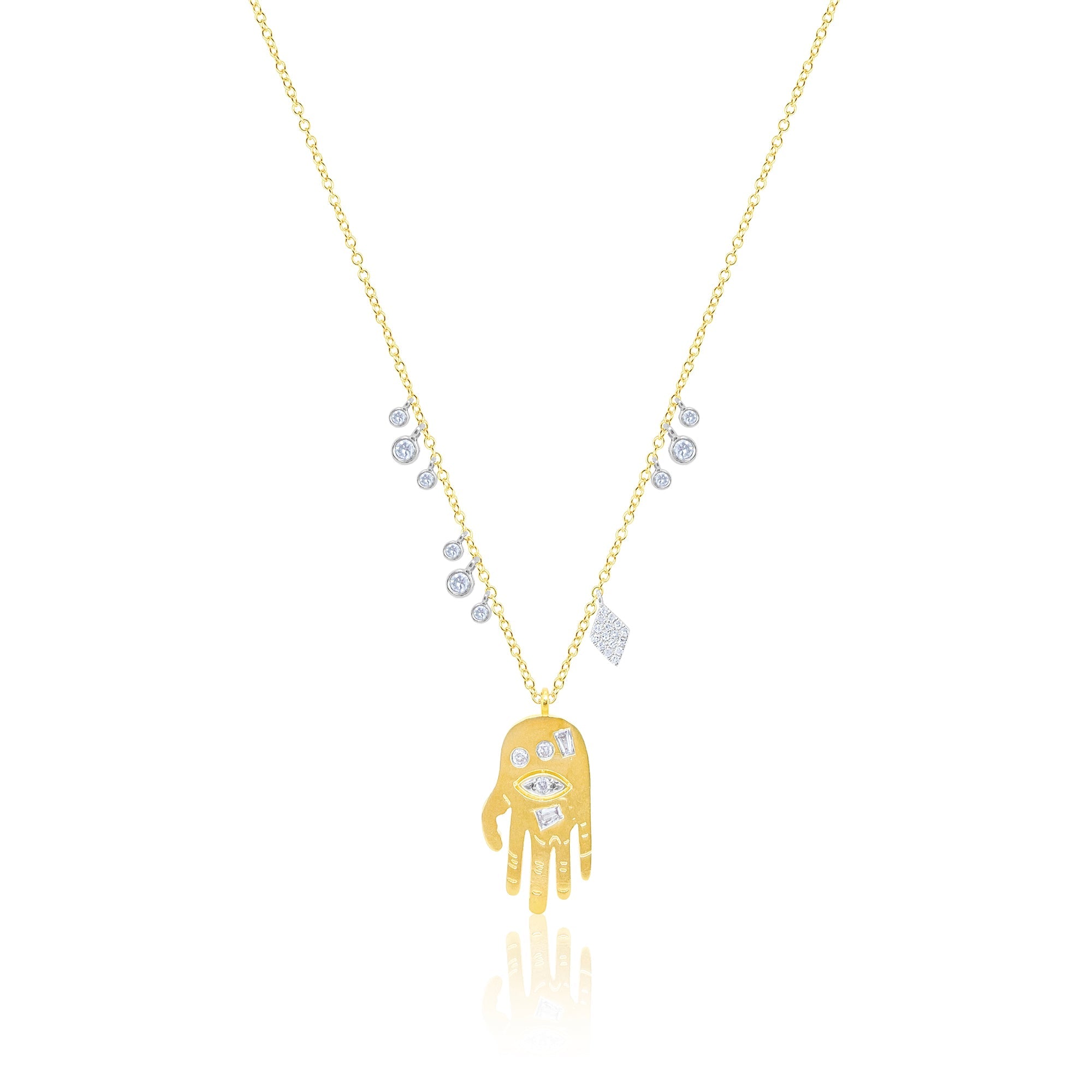 Diamond Hamsa Necklace | Yellow Gold