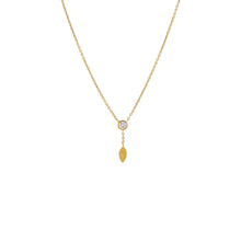 14K Gold Diamond Bezel Curb Link Drop Lariat Necklace 14K - Adina's Jewels
